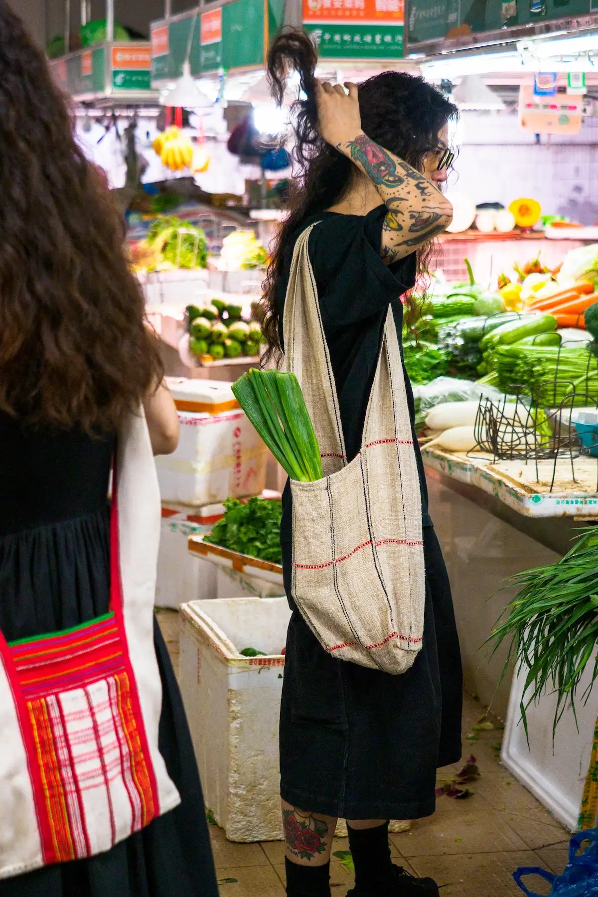 「VINTAGE」Wa Totem Head Bag - Handmade Brocade